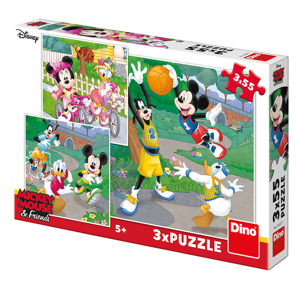 Mickey a Minnie sportovci 3x55 puzzle nové