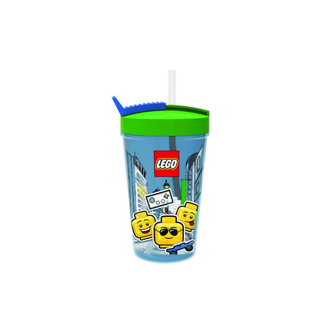 LEGO ICONIC Boy láhev s brčkem - modrá/zelená
