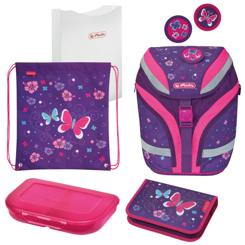 Herlitz školní taška SoftFlex Motýl – 5dílný set