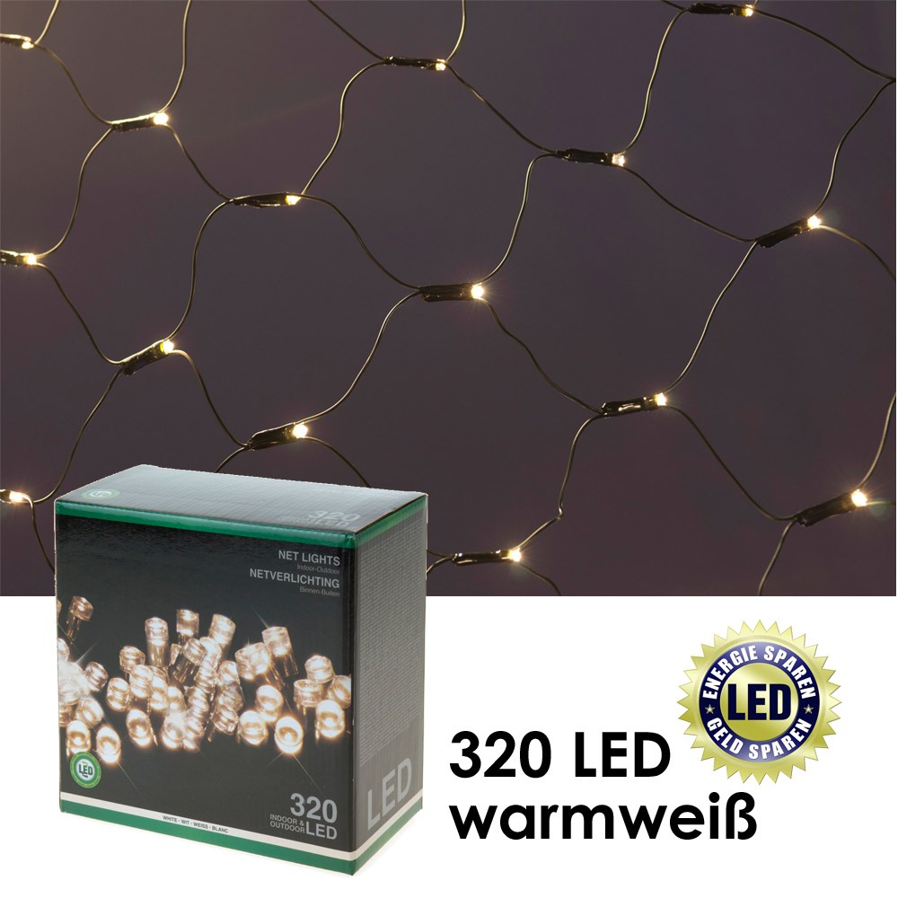 Vánoční osvětlení síť venkovní a vnitřní LED diod 320, teplá bílá, 300 x 150 cm