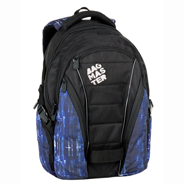 Bagmaster tříkomorový batoh s kapsou na notebook 15,4" - a BAG 7 G BLACK/BLUE/WHITE