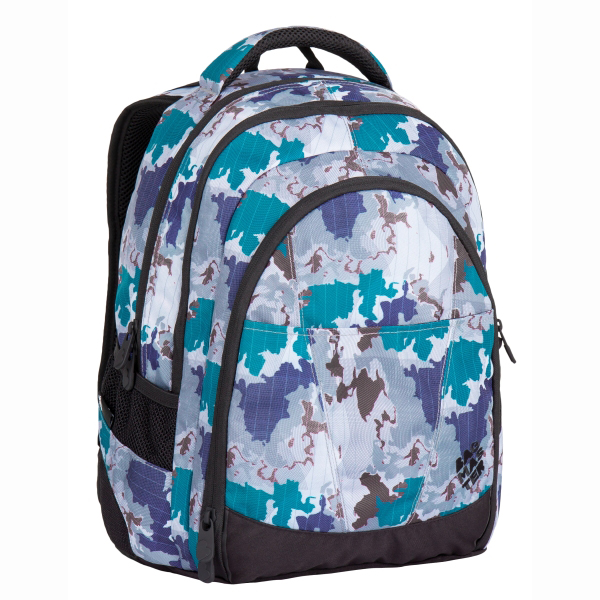 Bagmaster tříkomorový studentský batoh s polstrovanou kapsou na notebook 15,4" - a DIGITAL 7 H GREY/BLUE