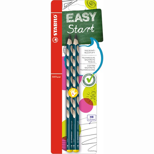 STABILO® EASYgraph L HB petrolejová 2 ks blister ergonomicky tvarovaná grafitová tužka