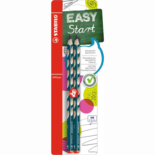 STABILO® EASYgraph R HB petrolejová 2 ks blister ergonomicky tvarovaná grafitová tužka