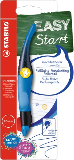 EASYoriginal Graffiti Edition L modrá ergonomicky tvarovaný roller speciálně pro leváky