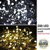 Vánoční světelný řetěz venkovní a vnitřní 200 LED diod, teplá bílá s funkcí přepínání na studenou bílou