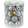 Vánoční stříbrné plastové ozdoby - kouličky, dvě velikosti, 40ks